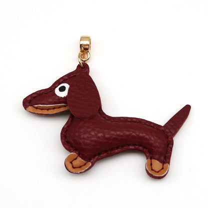 Dachshund Leather Keychain Pendant