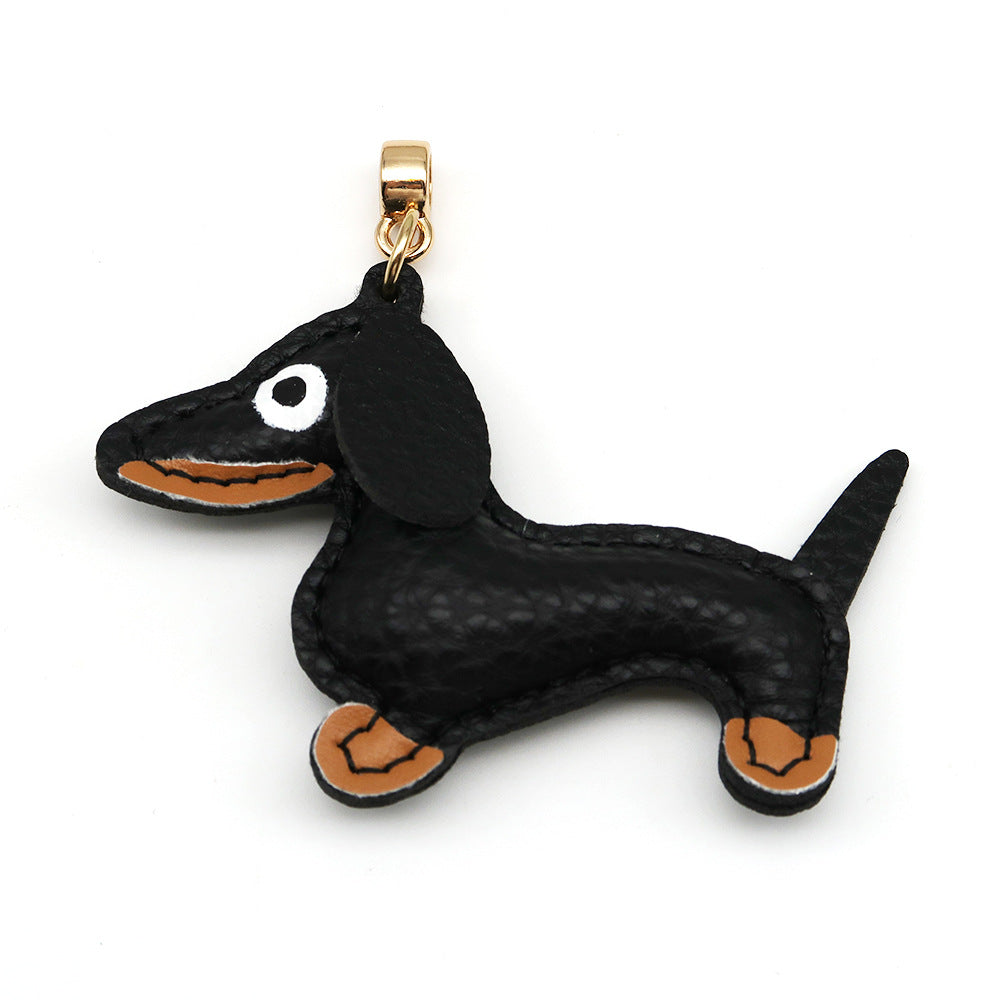 Dachshund Leather Keychain Pendant