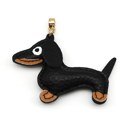 Dachshund Leather Keychain Pendant