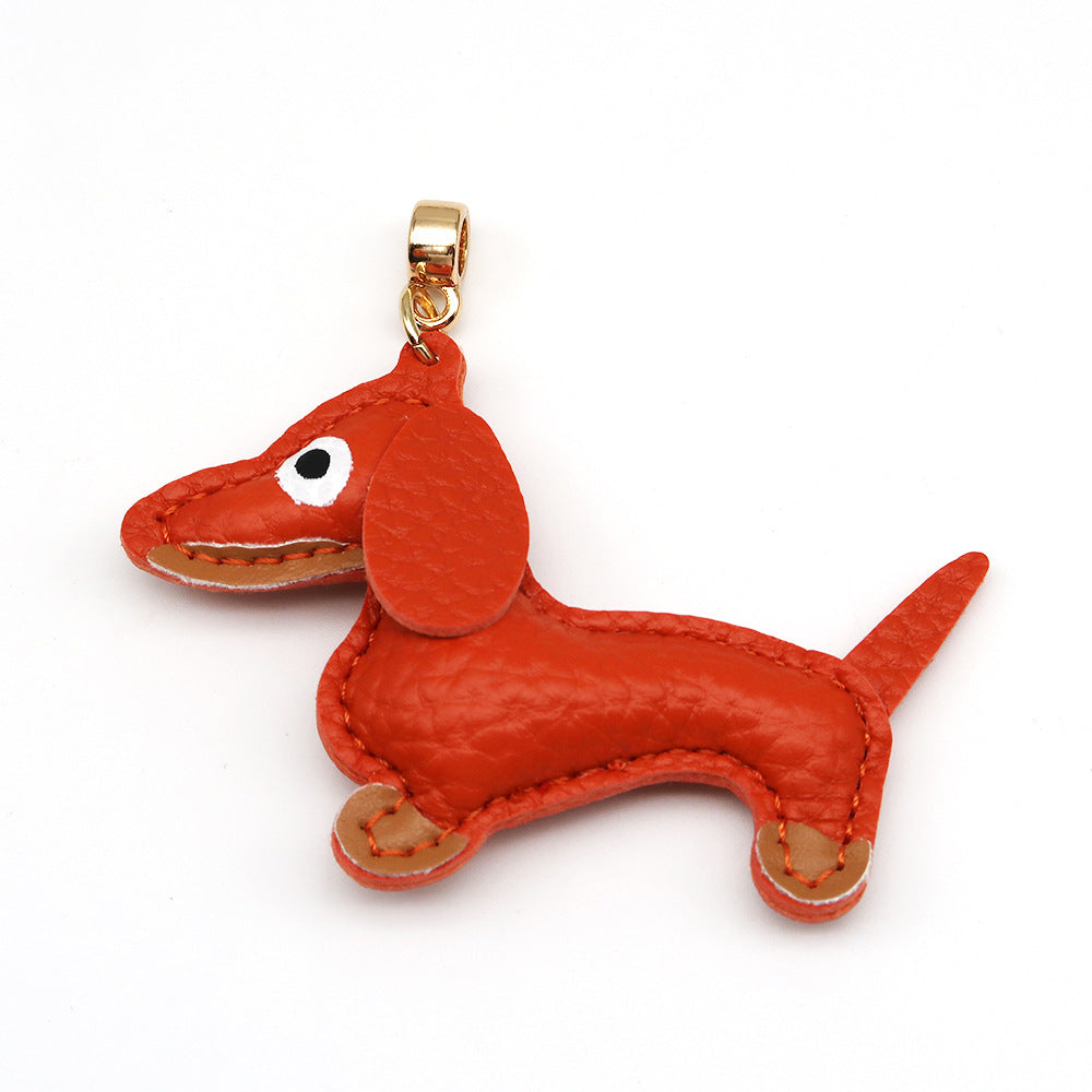 Dachshund Leather Keychain Pendant