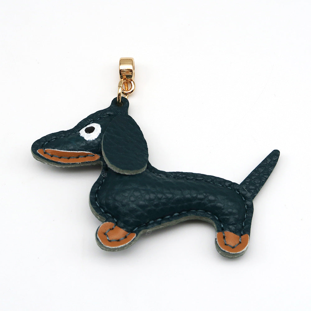 Dachshund Leather Keychain Pendant