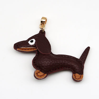 Dachshund Leather Keychain Pendant