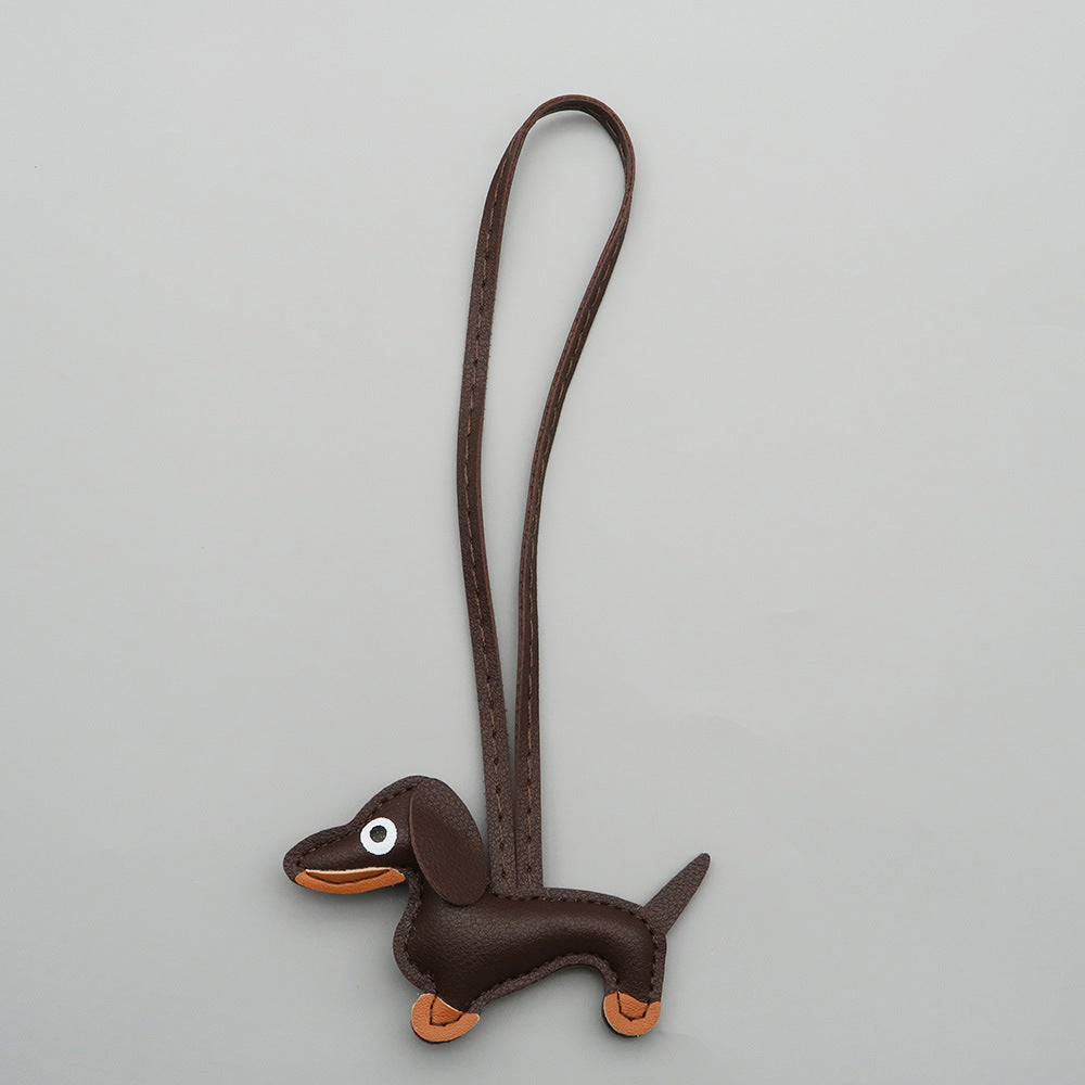 Dachshund Leather Keychain Pendant