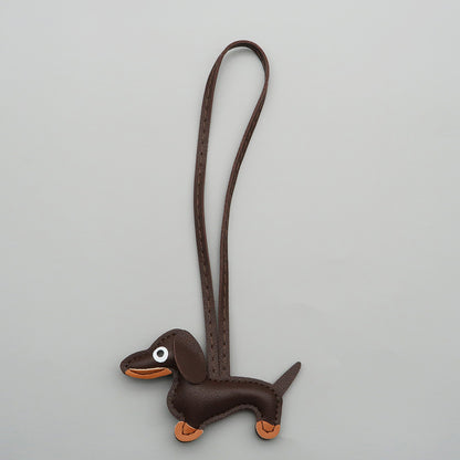 Dachshund Leather Keychain Pendant