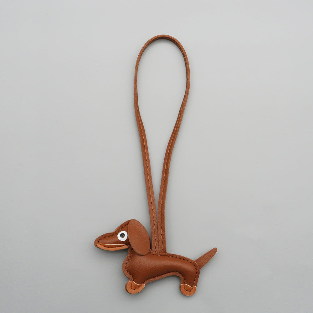 Dachshund Leather Keychain Pendant