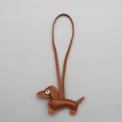 Dachshund Leather Keychain Pendant