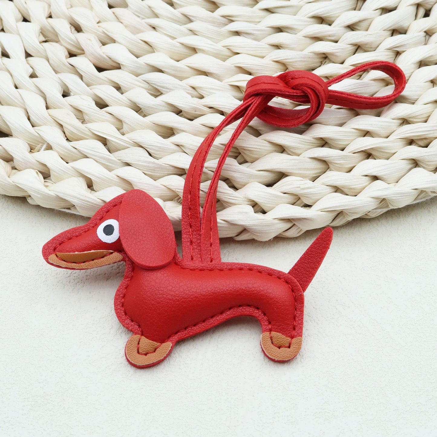 Dachshund Leather Keychain Pendant