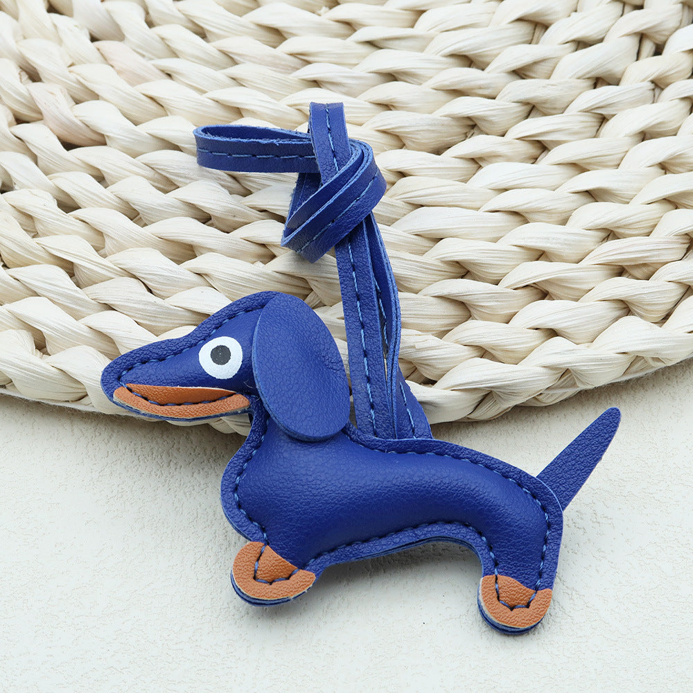 Dachshund Leather Keychain Pendant