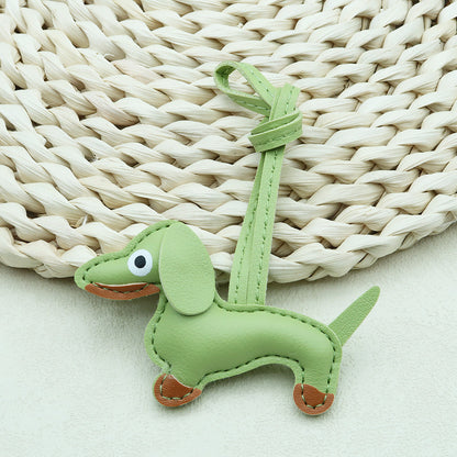 Dachshund Leather Keychain Pendant