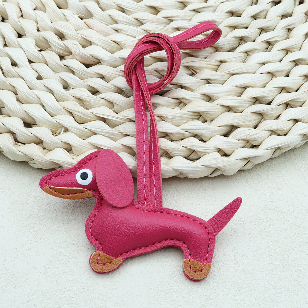 Dachshund Leather Keychain Pendant