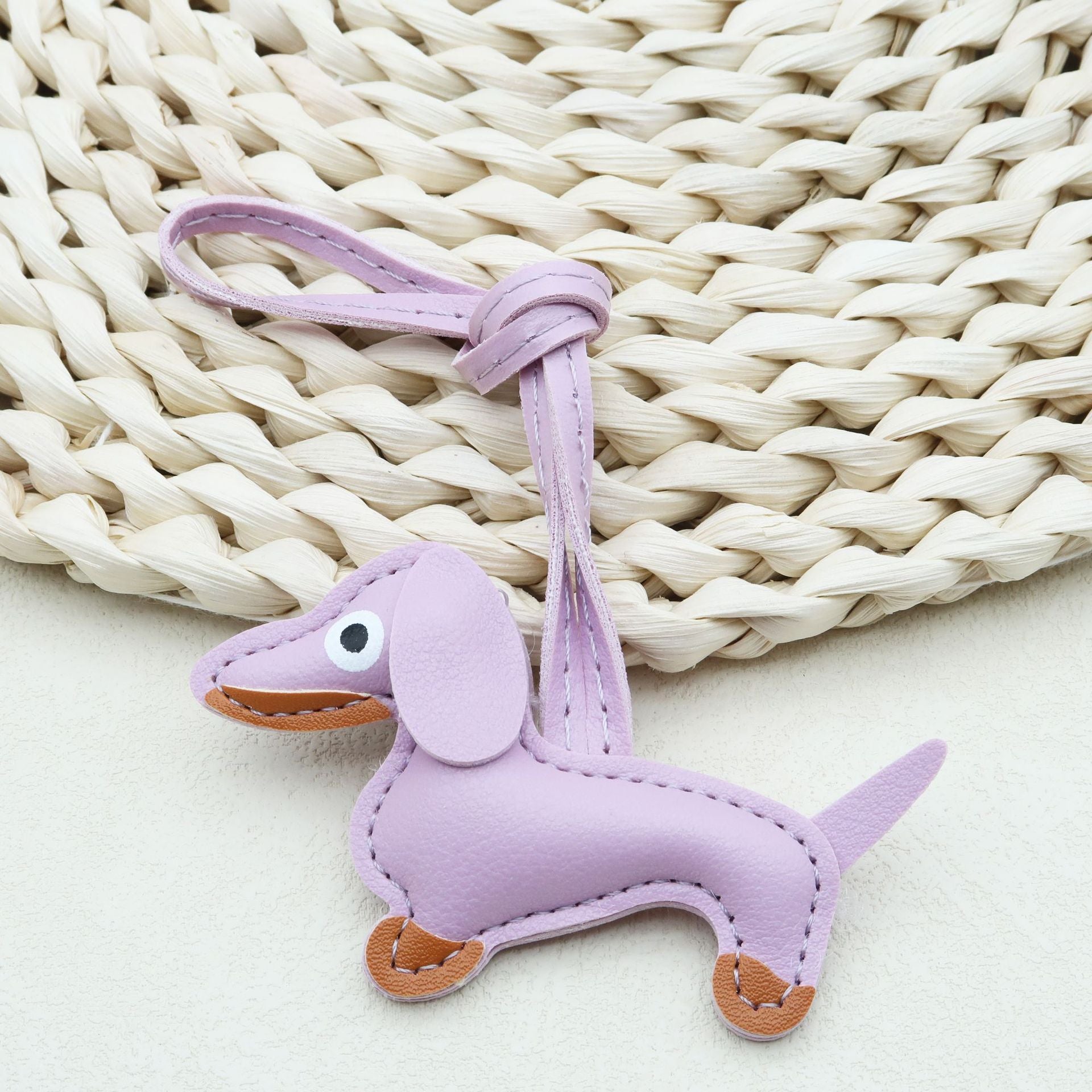 Dachshund Leather Keychain Pendant