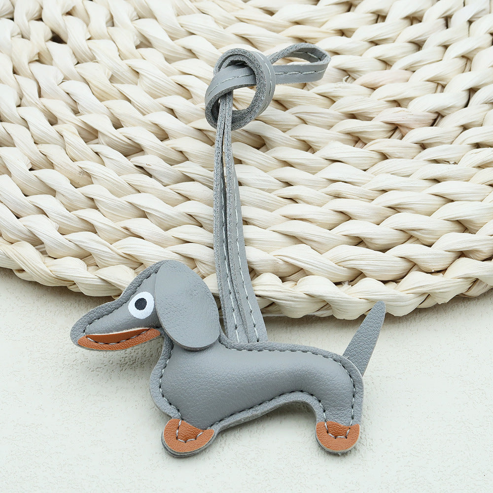 Dachshund Leather Keychain Pendant