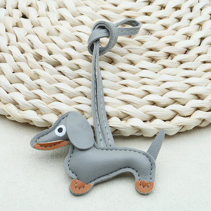 Dachshund Leather Keychain Pendant