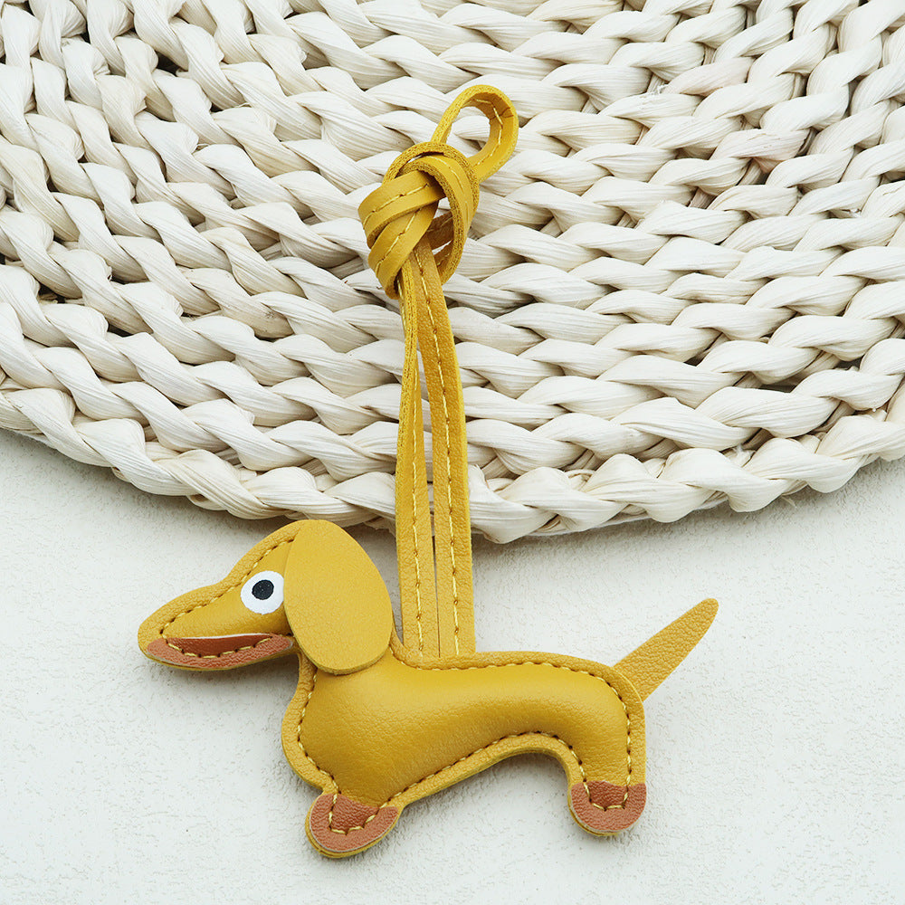 Dachshund Leather Keychain Pendant