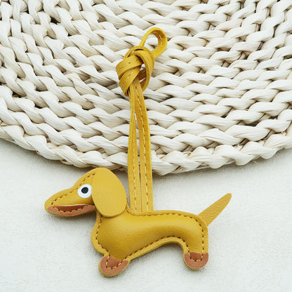 Dachshund Leather Keychain Pendant