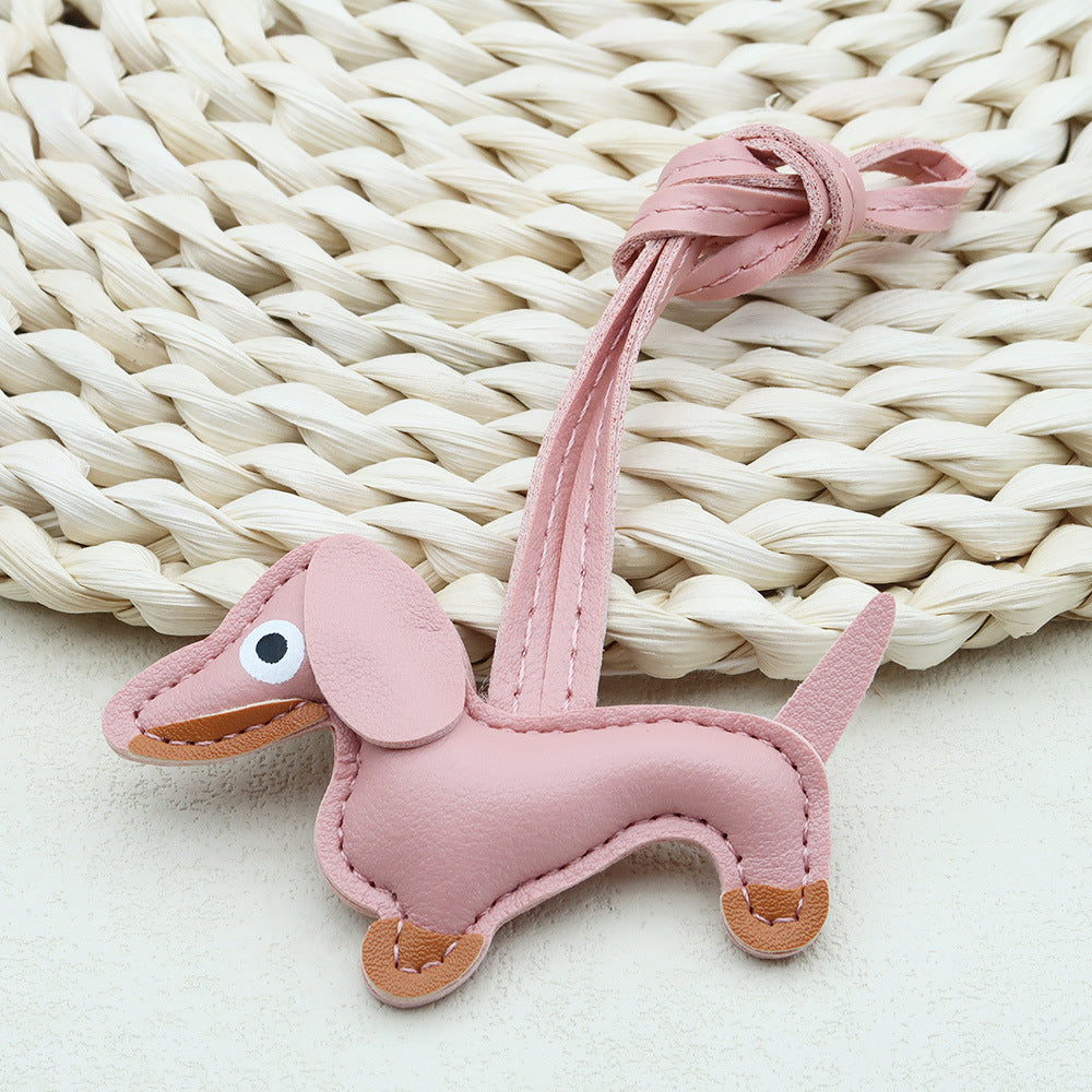 Dachshund Leather Keychain Pendant
