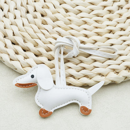 Dachshund Leather Keychain Pendant