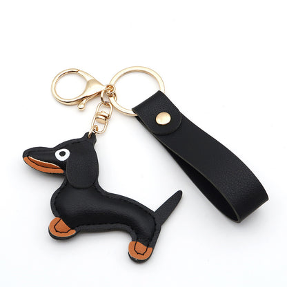 Dachshund Leather Keychain Pendant