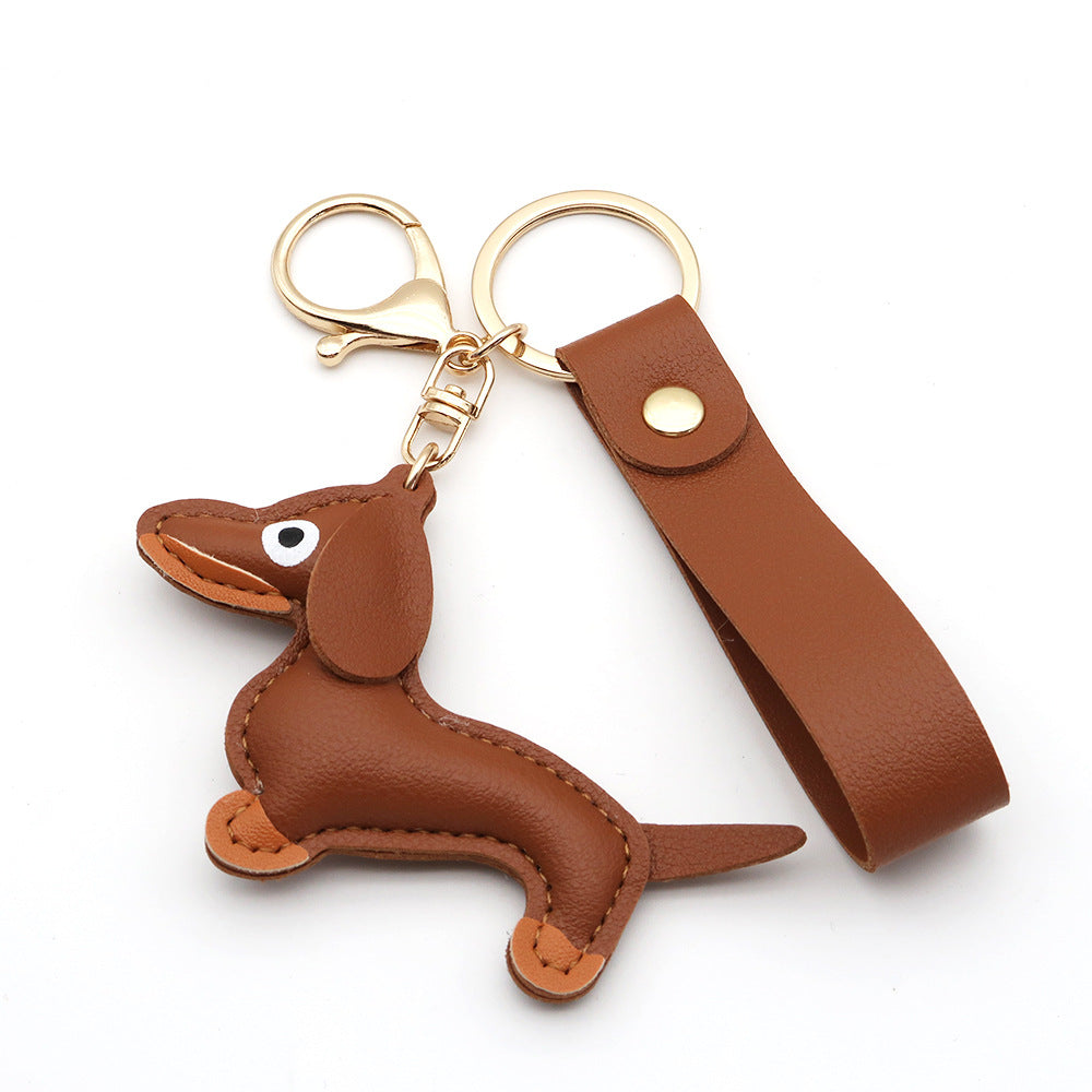 Dachshund Leather Keychain Pendant