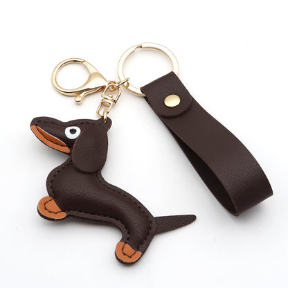 Dachshund Leather Keychain Pendant