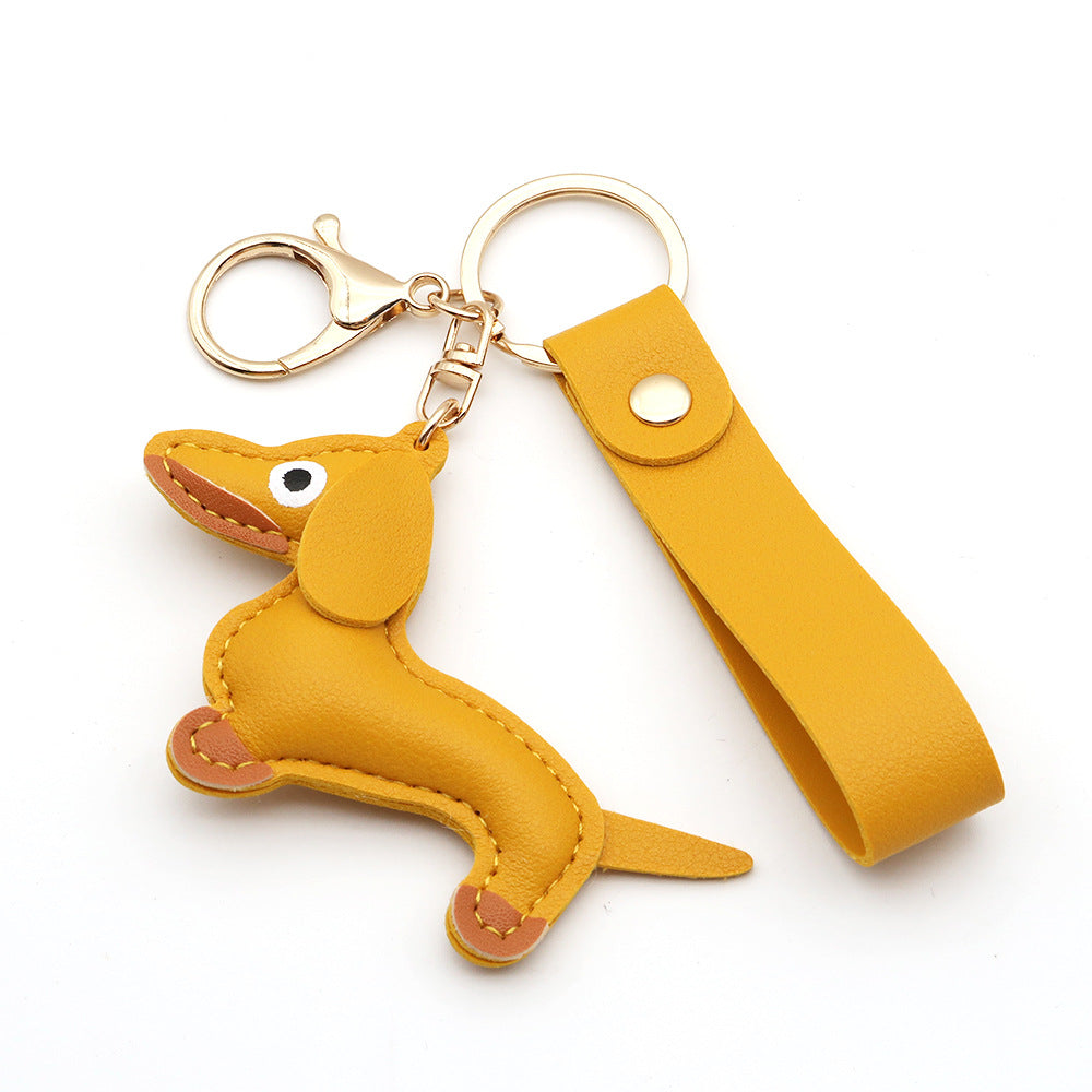 Dachshund Leather Keychain Pendant