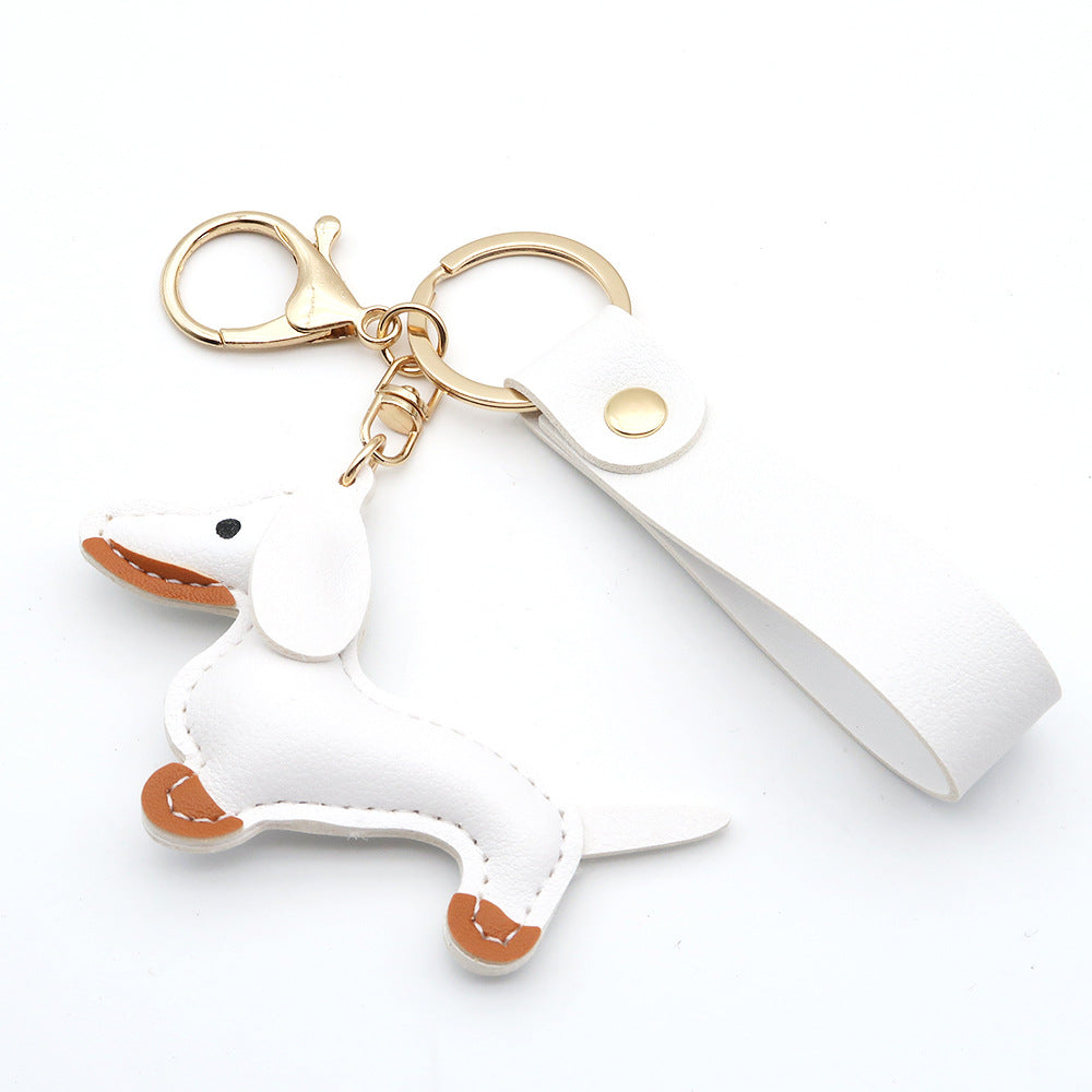 Dachshund Leather Keychain Pendant
