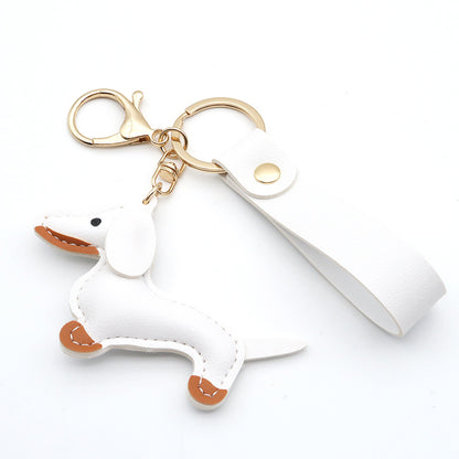 Dachshund Leather Keychain Pendant
