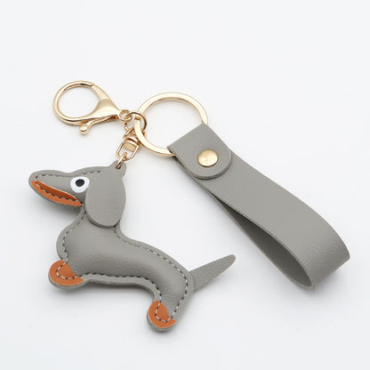 Dachshund Leather Keychain Pendant