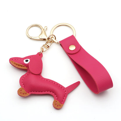 Dachshund Leather Keychain Pendant