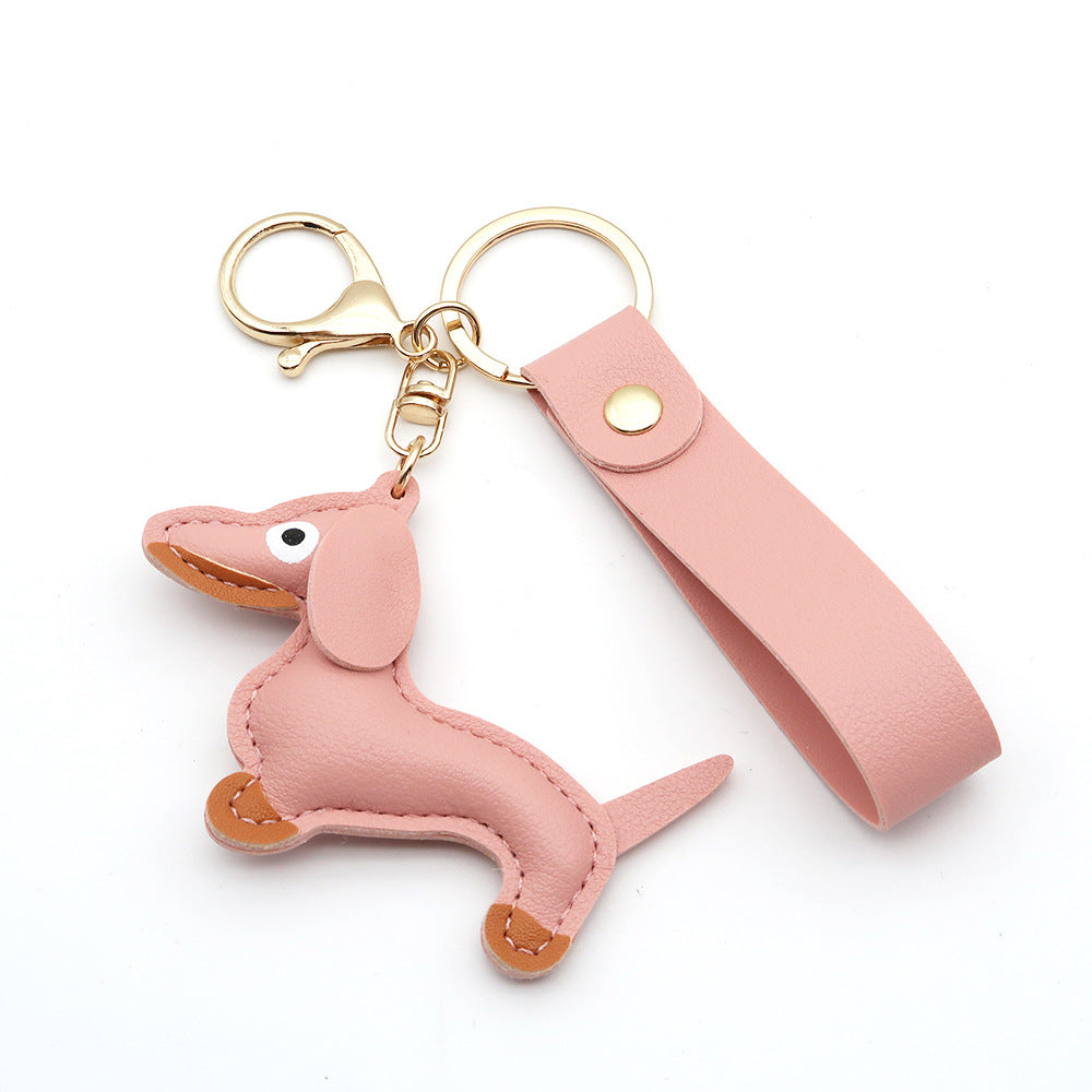 Dachshund Leather Keychain Pendant