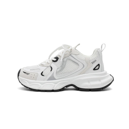 Dad shoes for girls, breathable white women's shoes with mesh