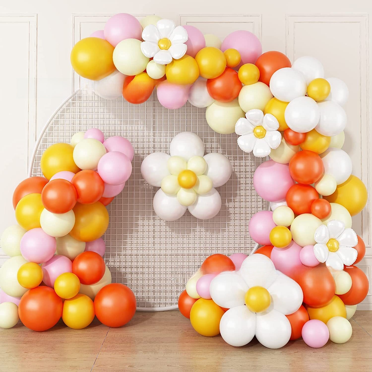 Daisy Macaron Latex Balloon Garland Set