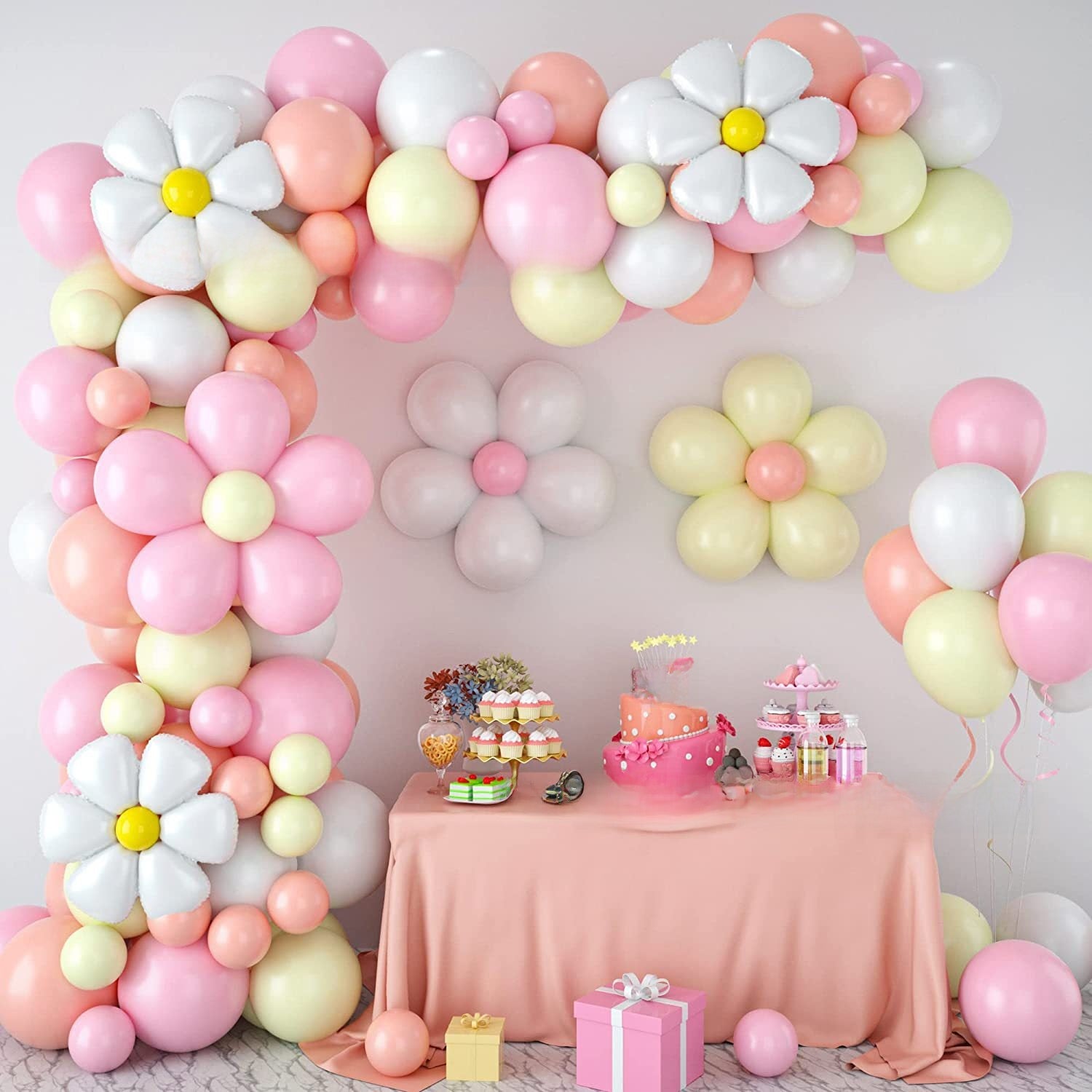 Daisy Macaron Latex Balloon Garland Set