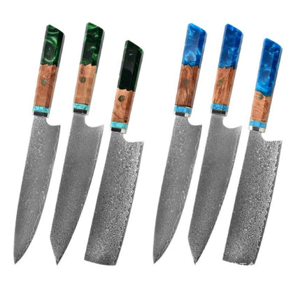 Damascus Chef Knife with Wood Handle