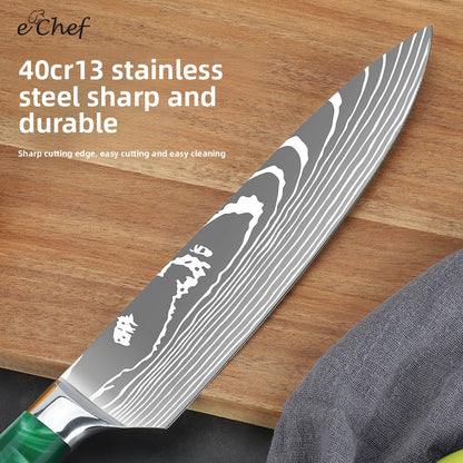 Damascus Pattern Stainless Steel Chef Knife with Resin Handle