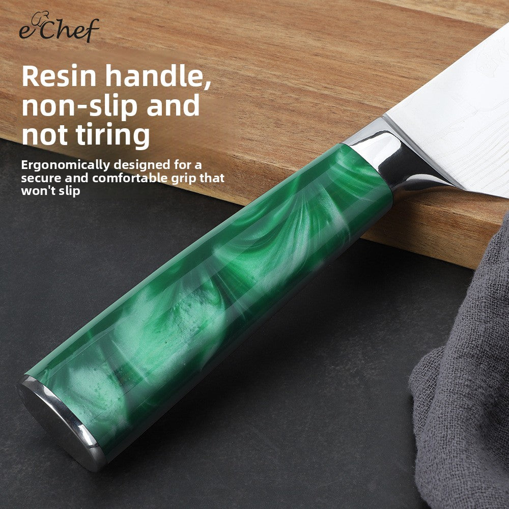 Damascus Pattern Stainless Steel Chef Knife with Resin Handle