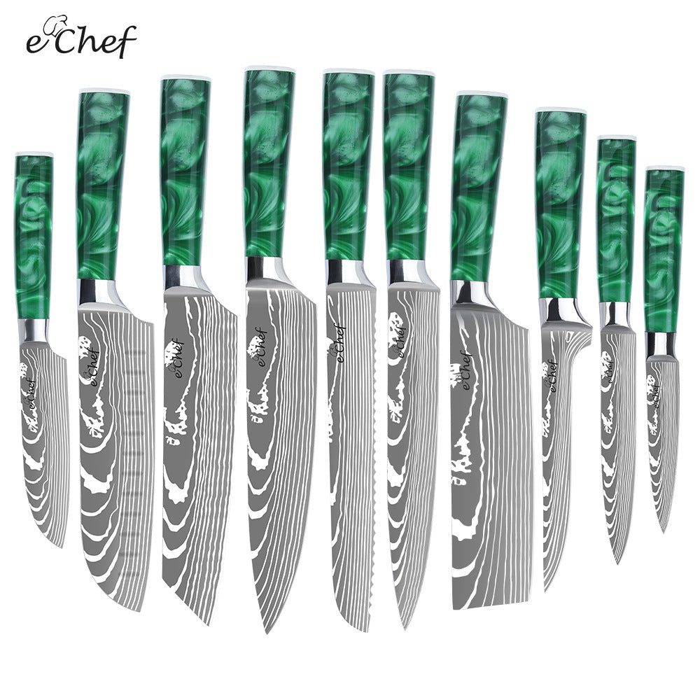 Damascus Pattern Stainless Steel Chef Knife with Resin Handle
