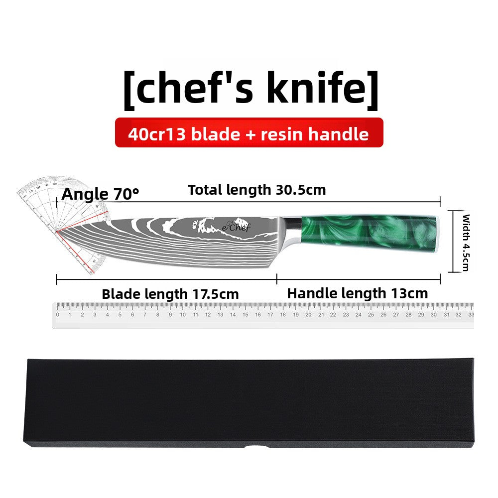 Damascus Pattern Stainless Steel Chef Knife with Resin Handle