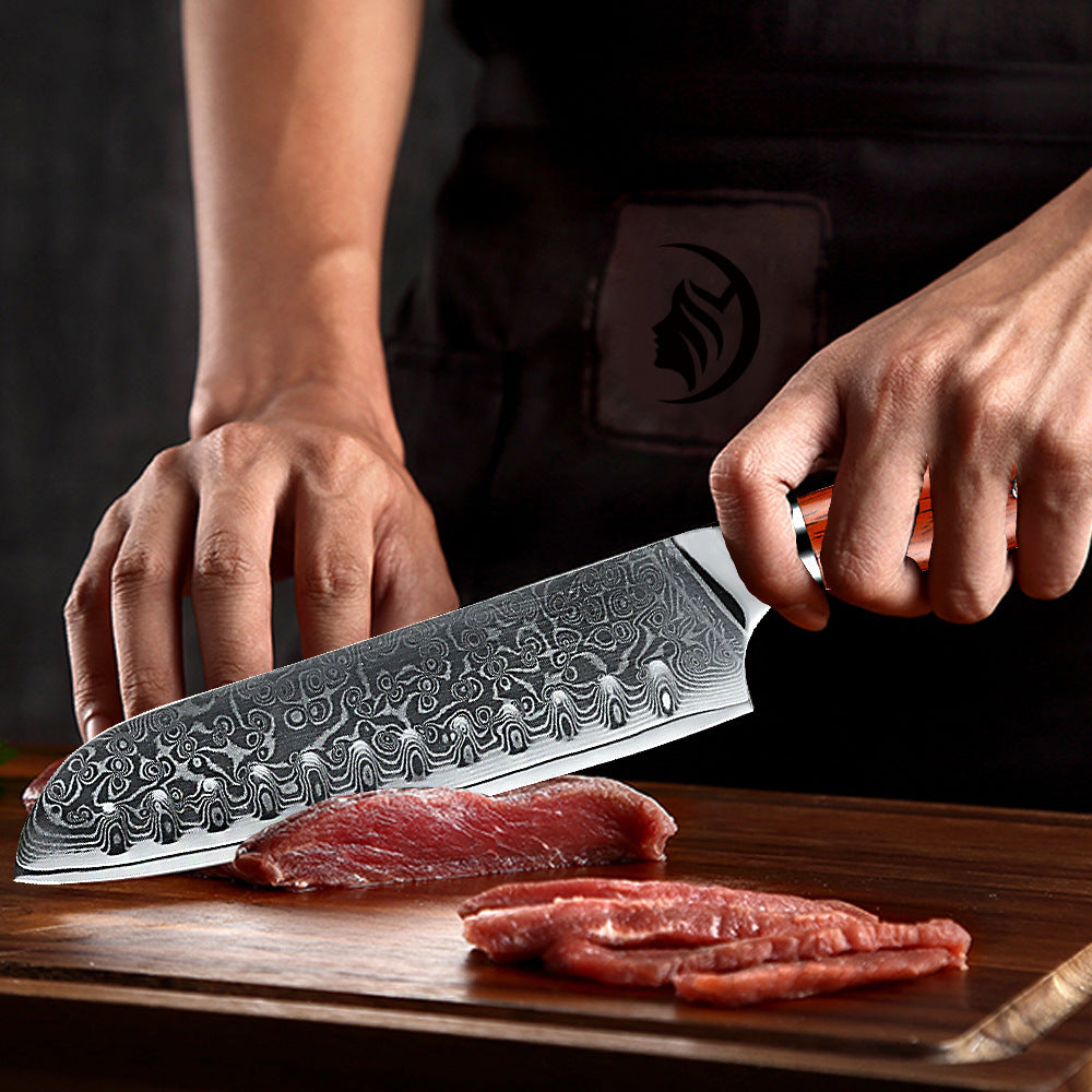 Damascus Steel Chef Knife with Rosewood Handle