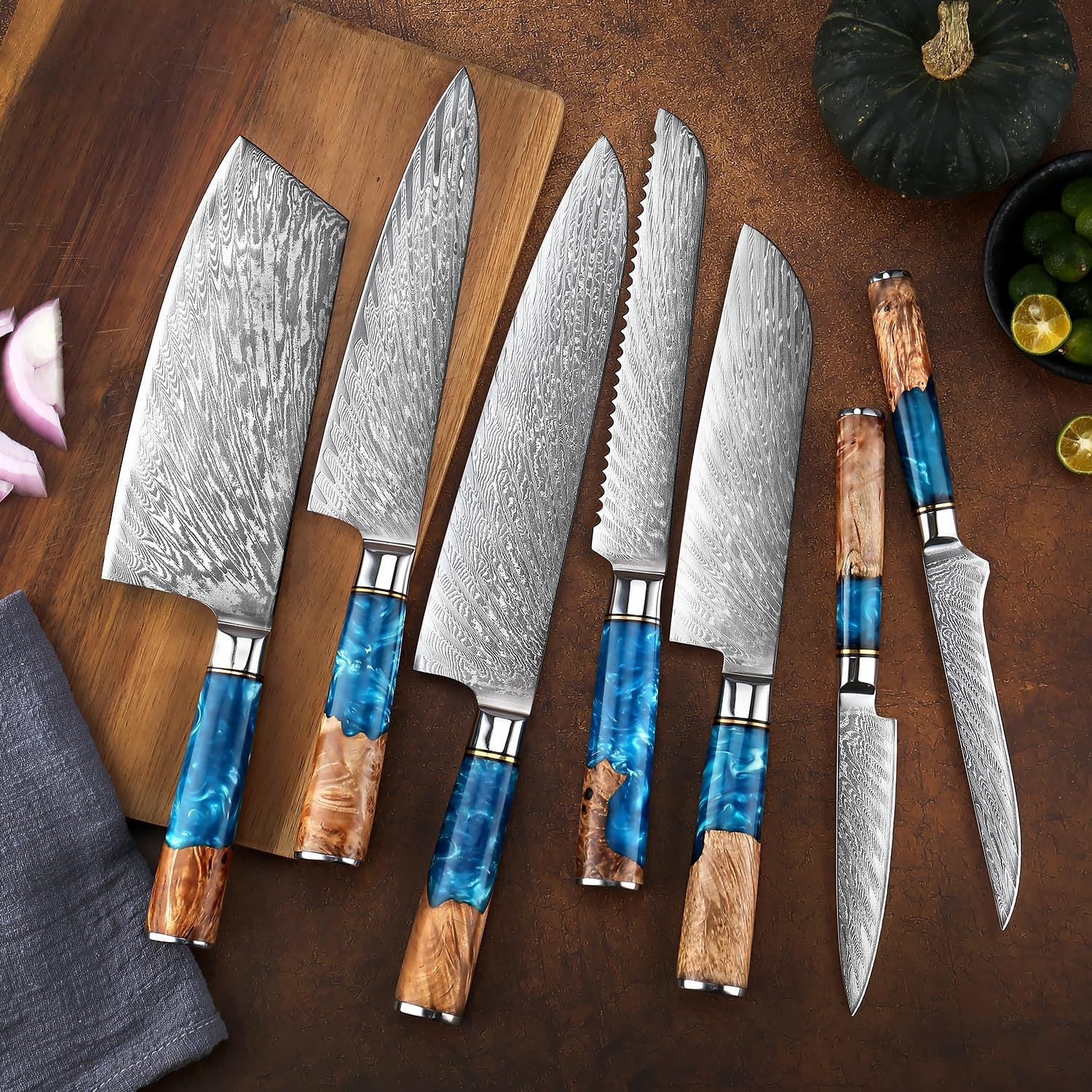 Damascus Steel Kitchen Knife Set