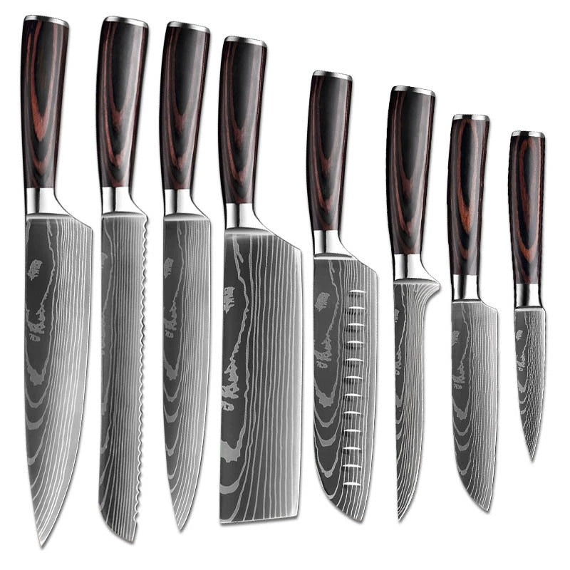 Damascus Steel Kitchen Knife Set with Resin Handle