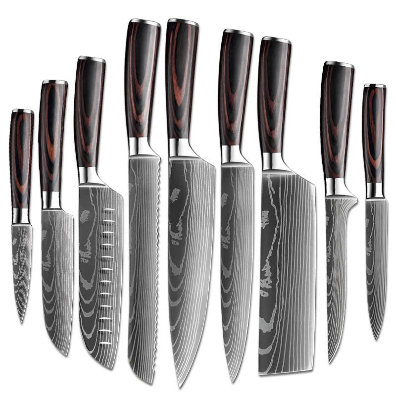 Damascus Steel Kitchen Knife Set with Resin Handle