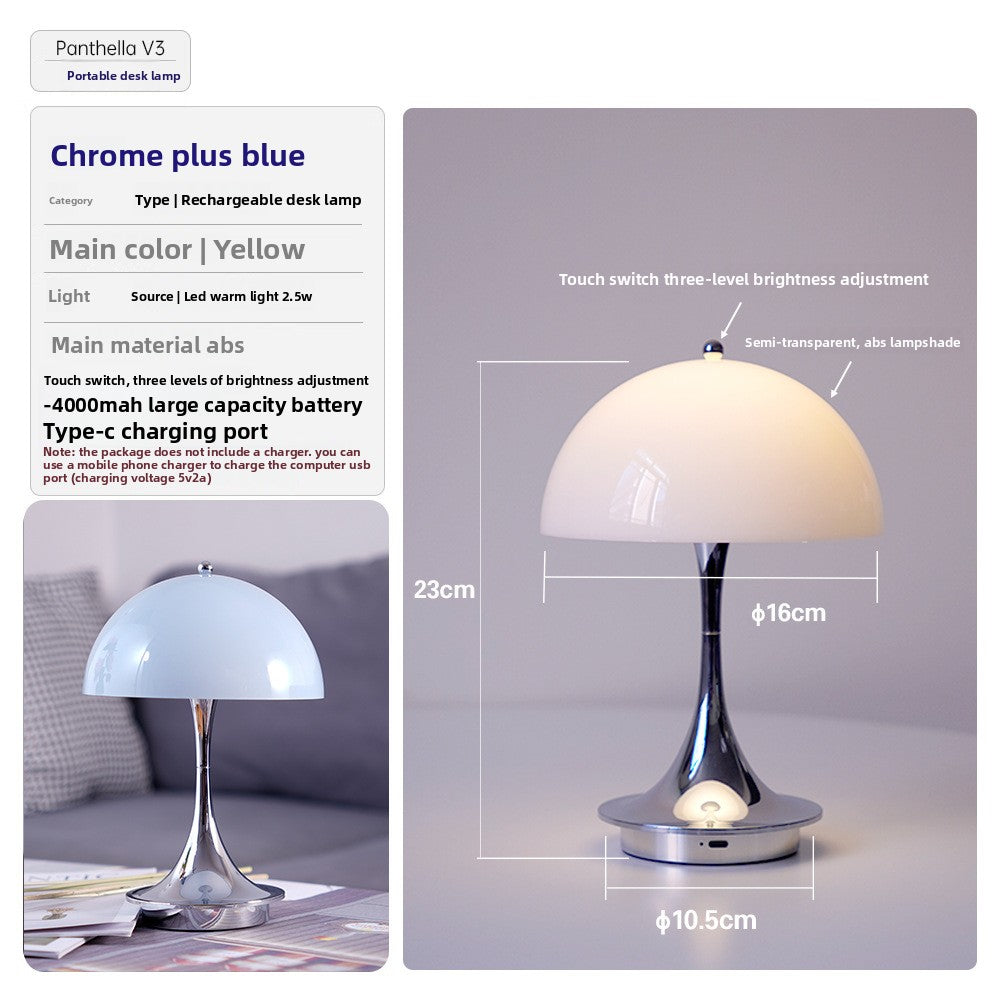 Danish Light Luxury Nordic Retro Small Table Lamp Bedroom Bedside Lamp Charging Decoration Study Living Room Atmosphere Lamp Mushroom Lamp