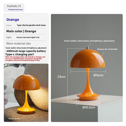 Danish Light Luxury Nordic Retro Small Table Lamp Bedroom Bedside Lamp Charging Decoration Study Living Room Atmosphere Lamp Mushroom Lamp