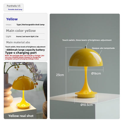 Danish Light Luxury Nordic Retro Small Table Lamp Bedroom Bedside Lamp Charging Decoration Study Living Room Atmosphere Lamp Mushroom Lamp