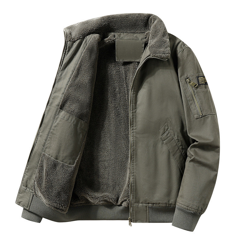 Stylish Winter Fleece-Lined Aviator Jacket – Warm & Trendy