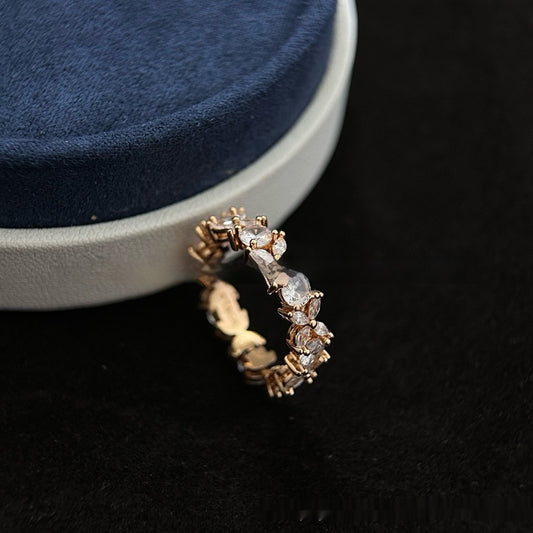 Leaf and Horse-eye Diamond Ring for Women Fashion Jewelry