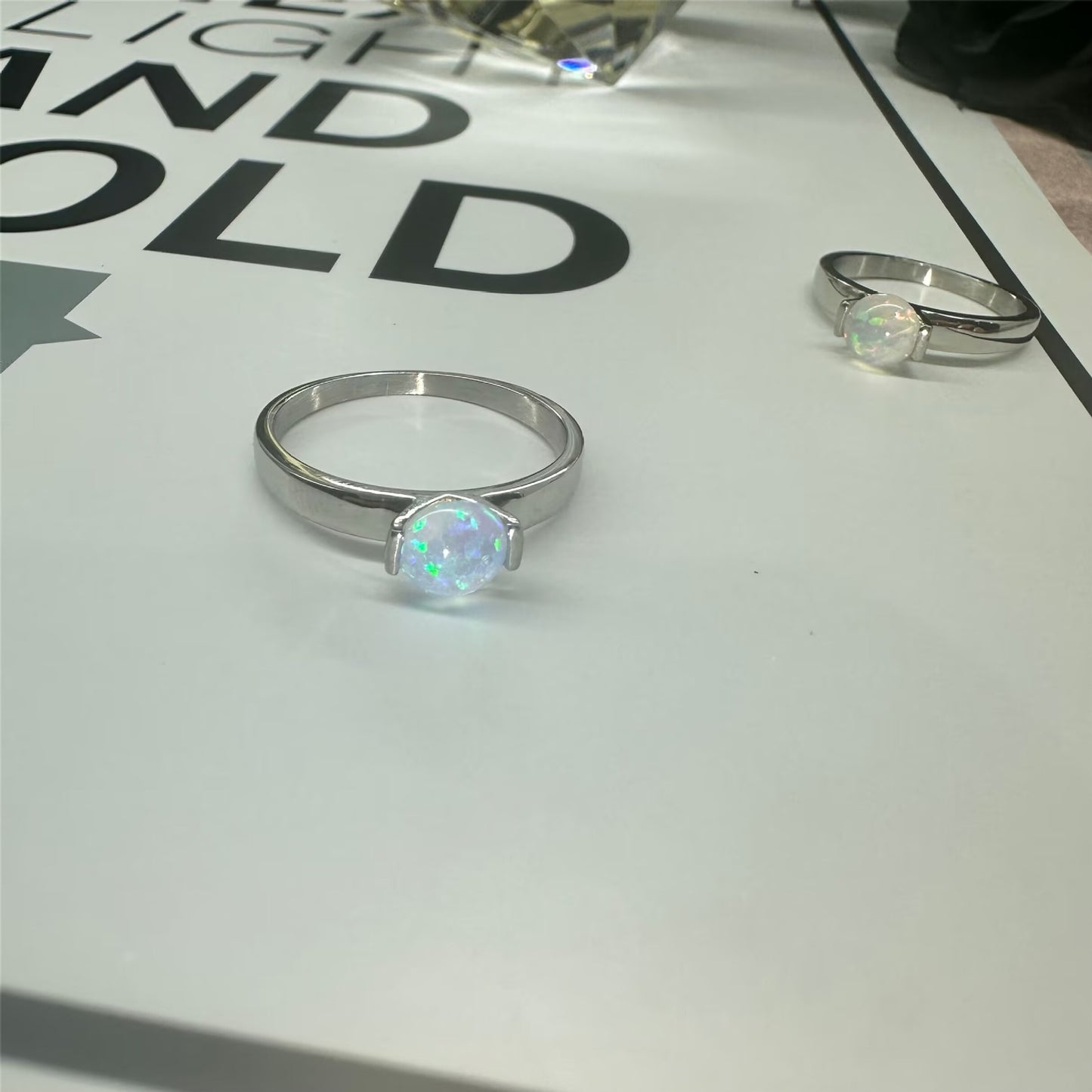 Buy Fashionable Aquamarine Opal Titanium Ring for Women