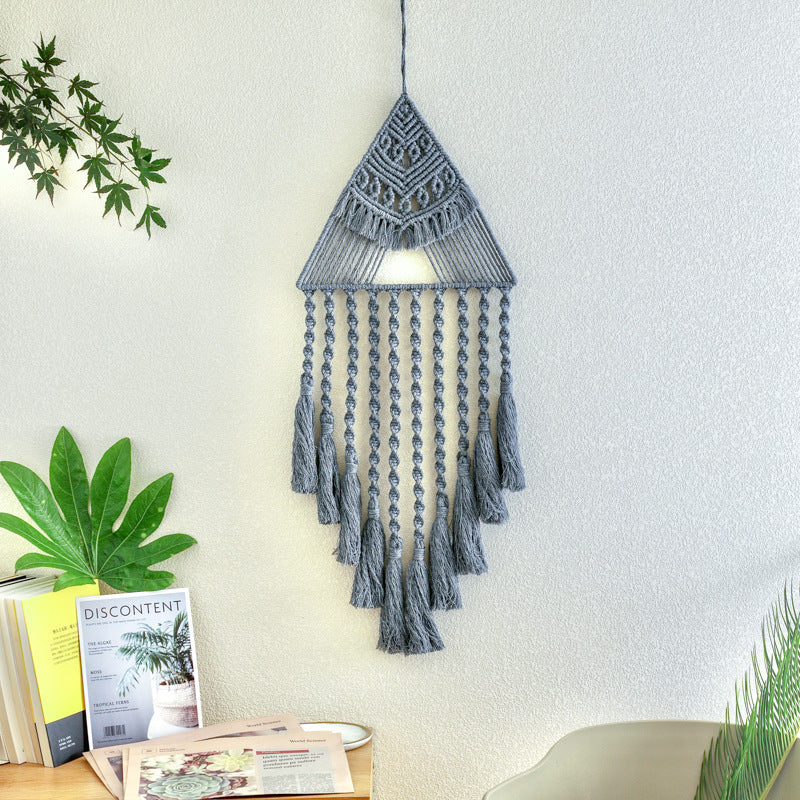 Triangle Dream Catcher Pendant Unique Handwoven Home Accent