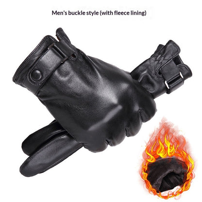 Warm Genuine Leather Gloves & Fleece Lining Waterproof Cozy